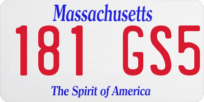 MA license plate 181GS5