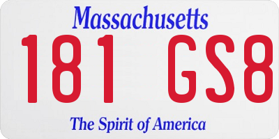 MA license plate 181GS8