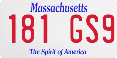 MA license plate 181GS9