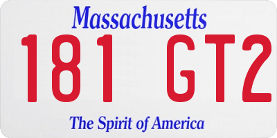MA license plate 181GT2