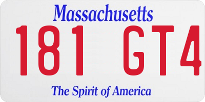 MA license plate 181GT4