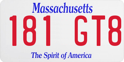MA license plate 181GT8