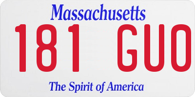 MA license plate 181GU0