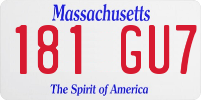 MA license plate 181GU7