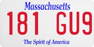 MA license plate 181GU9