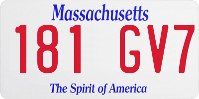 MA license plate 181GV7