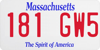 MA license plate 181GW5