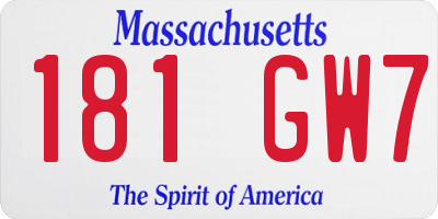 MA license plate 181GW7