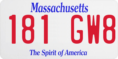 MA license plate 181GW8