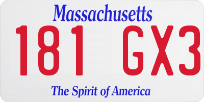 MA license plate 181GX3