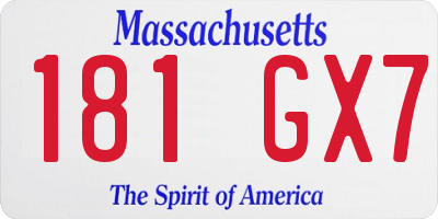 MA license plate 181GX7