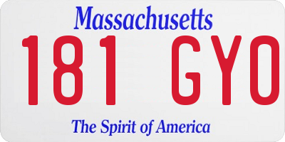 MA license plate 181GY0