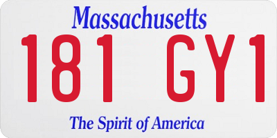 MA license plate 181GY1