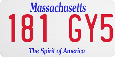 MA license plate 181GY5