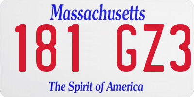 MA license plate 181GZ3