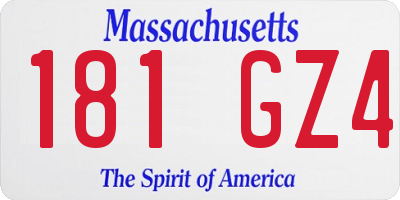 MA license plate 181GZ4