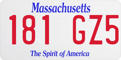 MA license plate 181GZ5
