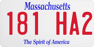 MA license plate 181HA2