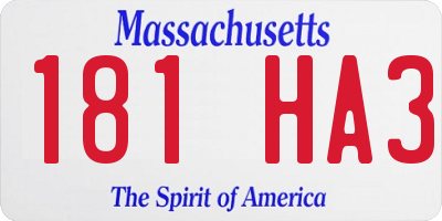 MA license plate 181HA3