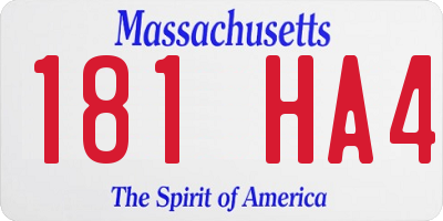 MA license plate 181HA4