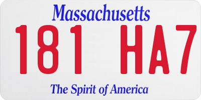 MA license plate 181HA7