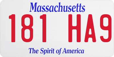 MA license plate 181HA9