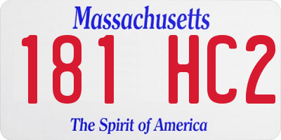 MA license plate 181HC2