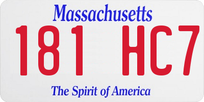 MA license plate 181HC7