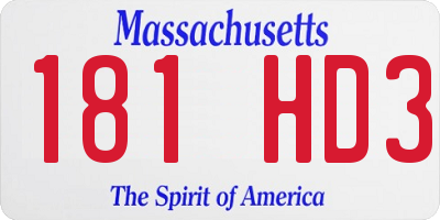 MA license plate 181HD3