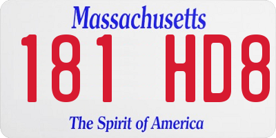 MA license plate 181HD8