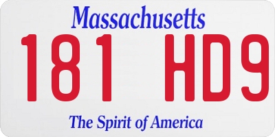 MA license plate 181HD9