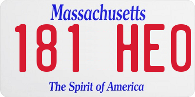 MA license plate 181HE0