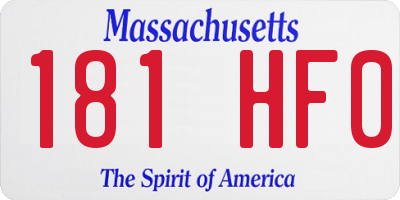 MA license plate 181HF0