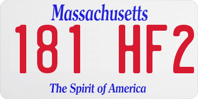 MA license plate 181HF2