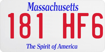MA license plate 181HF6