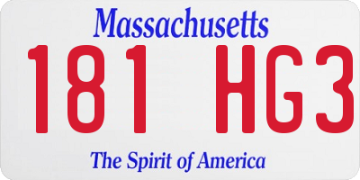 MA license plate 181HG3