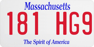 MA license plate 181HG9