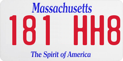MA license plate 181HH8