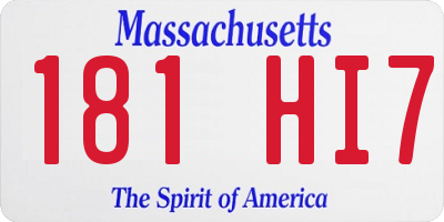 MA license plate 181HI7