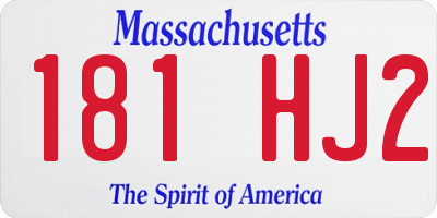 MA license plate 181HJ2