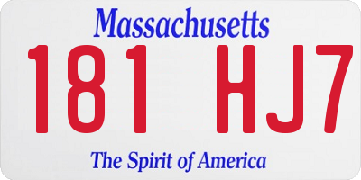 MA license plate 181HJ7