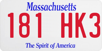 MA license plate 181HK3