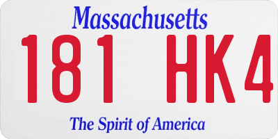 MA license plate 181HK4