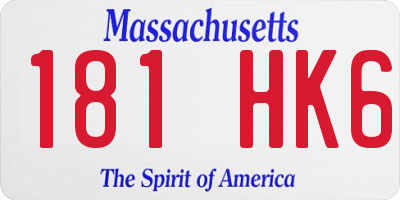 MA license plate 181HK6