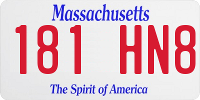 MA license plate 181HN8