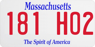 MA license plate 181HO2