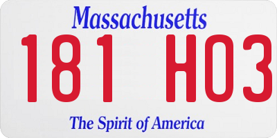 MA license plate 181HO3