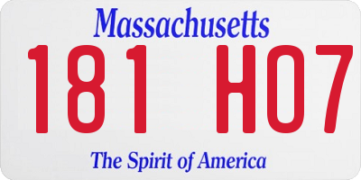 MA license plate 181HO7