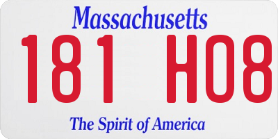 MA license plate 181HO8