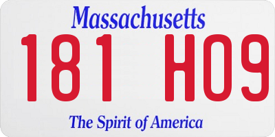 MA license plate 181HO9